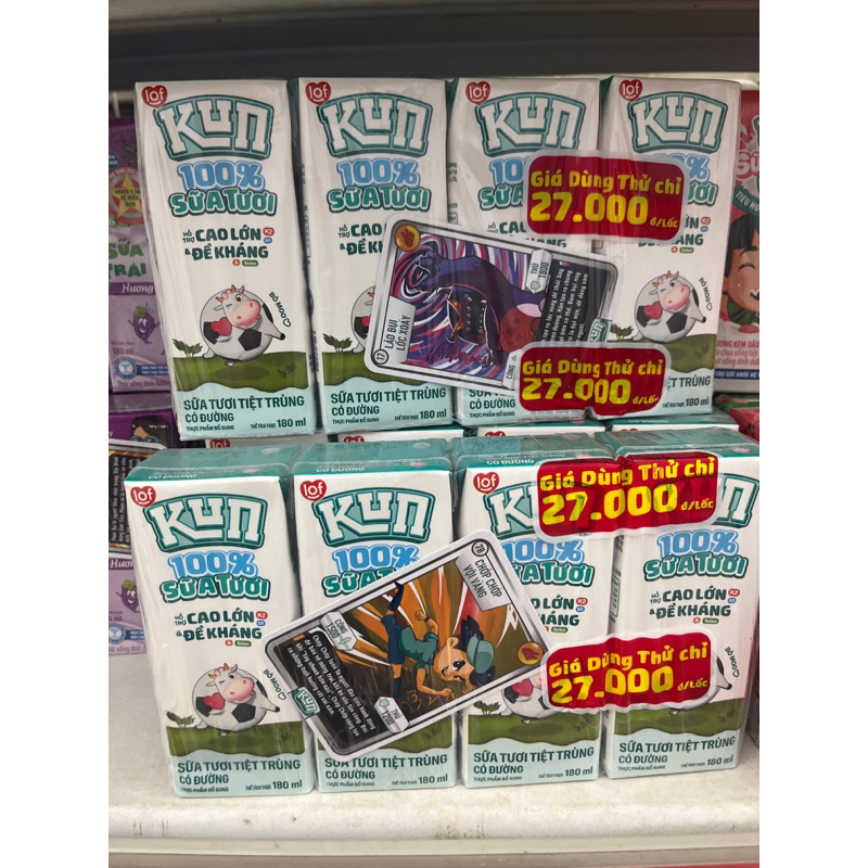 Thùng Sữa Kun tươi vui có đường thùng 48 hộp x 180ml Tăng Túi Bút