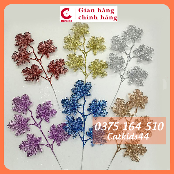 Cành lá gấc phủ nhũ trang trí Tết, trang trí set tài lộc