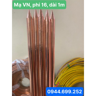 Cọc tiếp địa mạ đồng, hàng việt nam công nghệ ấn độ, phi 16, dài 1m