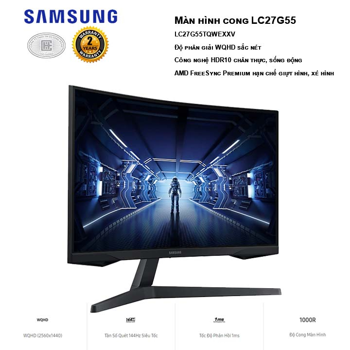 Màn hình Samsung Odyssey LC27G55 cong 2k 144Hz 1ms Freesync hàng chính hãng bảo hành 24 tháng lỗi 1 đổi 1 | BigBuy360 - bigbuy360.vn