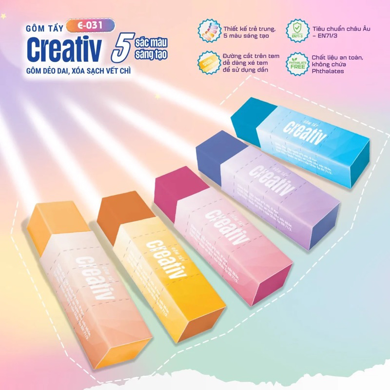 Gôm tẩy Creativ Thiên Long E-031 - tiêu chuẩn châu Âu