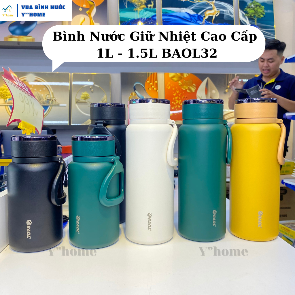Bình nước giữ nhiệt dung tích lớn 1500ml BAOL, Bình giữ nhiệt 2 lớp inox cao cấp. 7 Ngày Đổi Trả! | BigBuy360 - bigbuy360.vn
