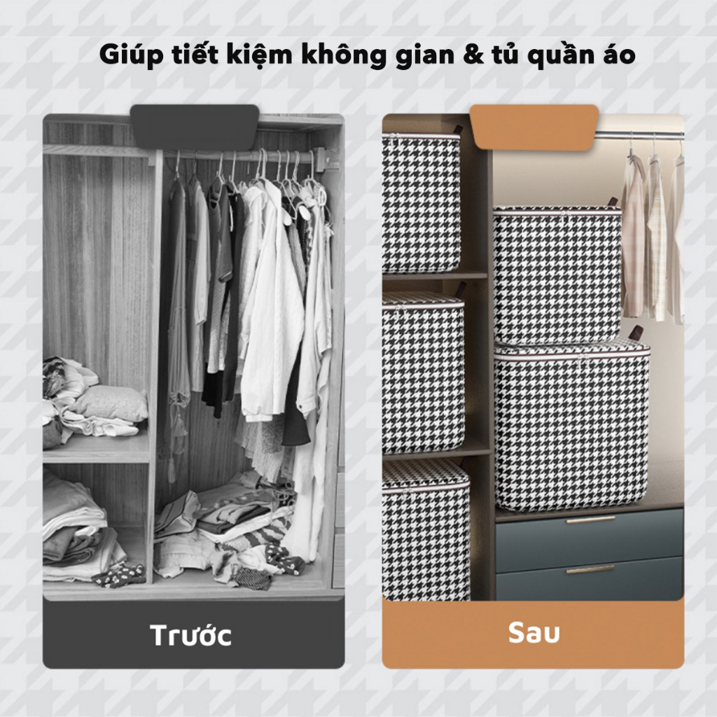 Giỏ đựng quần áo chăn màn đa năng JYoohome Túi vải đựng đồ có thể gấp gọn bằng cỡ lớn hoạ tiết đơn giản giỏ cất trữ