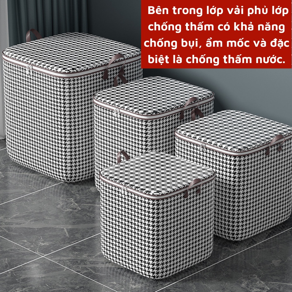 Giỏ đựng quần áo chăn màn đa năng JYoohome Túi vải đựng đồ có thể gấp gọn bằng cỡ lớn hoạ tiết đơn giản giỏ cất trữ