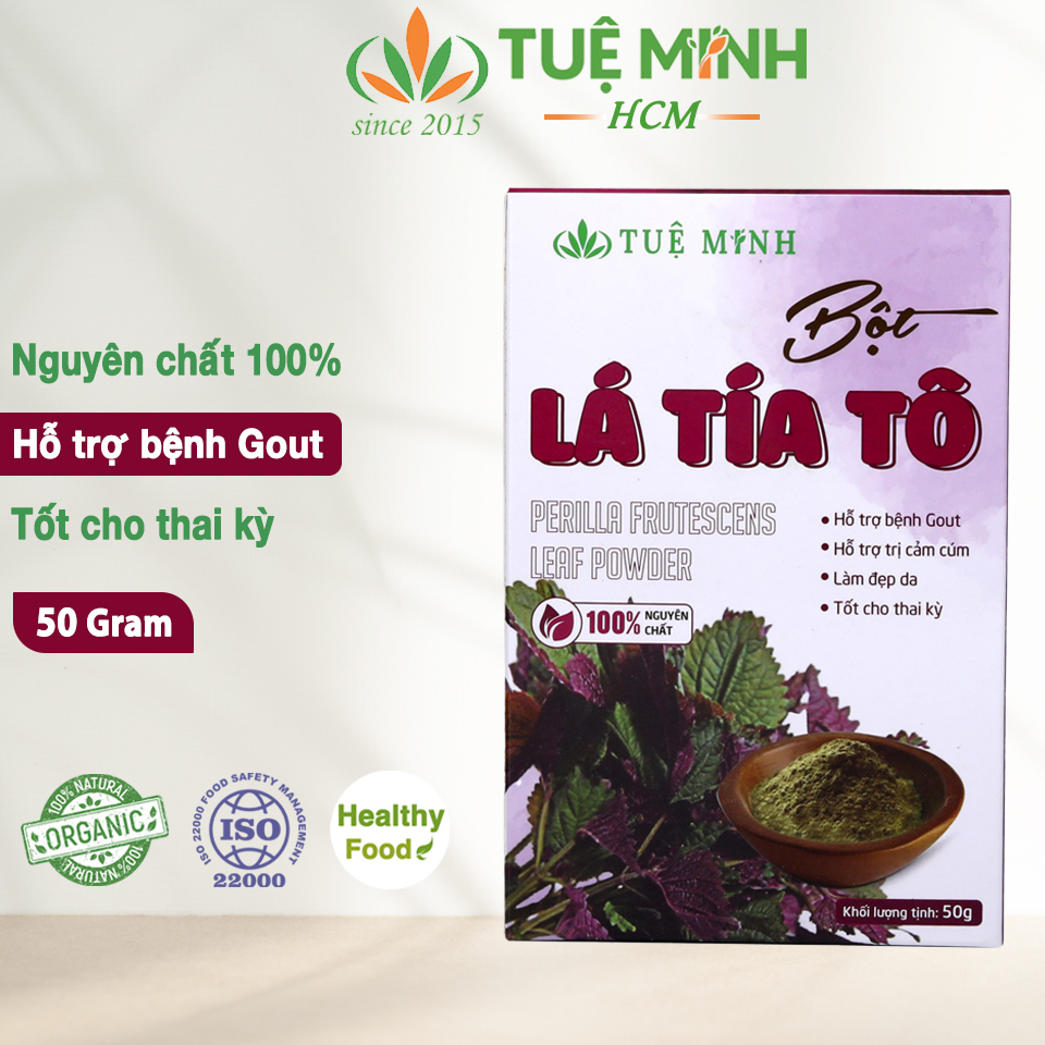 Bột tía tô sấy lạnh nguyên chất Tuệ Minh hỗ trợ bệnh Gout, tốt cho hệ tiêu hóa hộp 50gr