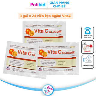 Polikid | 3 gói kẹo ngậm Vitamin C + Glucose ( Vita C Mekophar )