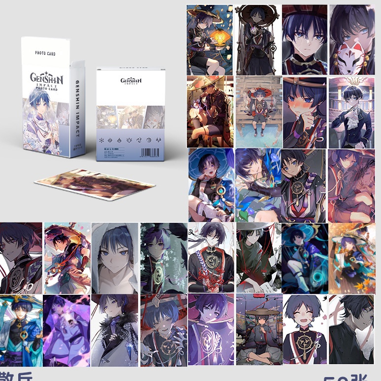 Hộp 50 ảnh Lomo Genshin Hologra lấp lánh
