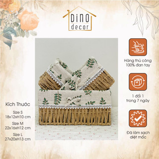 Giỏ đựng trái cây,giỏ đựng thực phẩm vải lót hoa phong cách vintage mộc mạc decor trang trí nhà cửa xinh xắn ,làm bằngấy