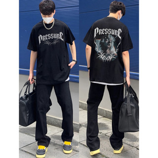 Áo thun PEARDODO ngắn tay dáng rộng in họa tiết phong cách hip hop đường phố Mỹ thời trang mùa hè