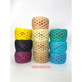 Sợi cọ Raffia - sợi cói giấy màu 1-4