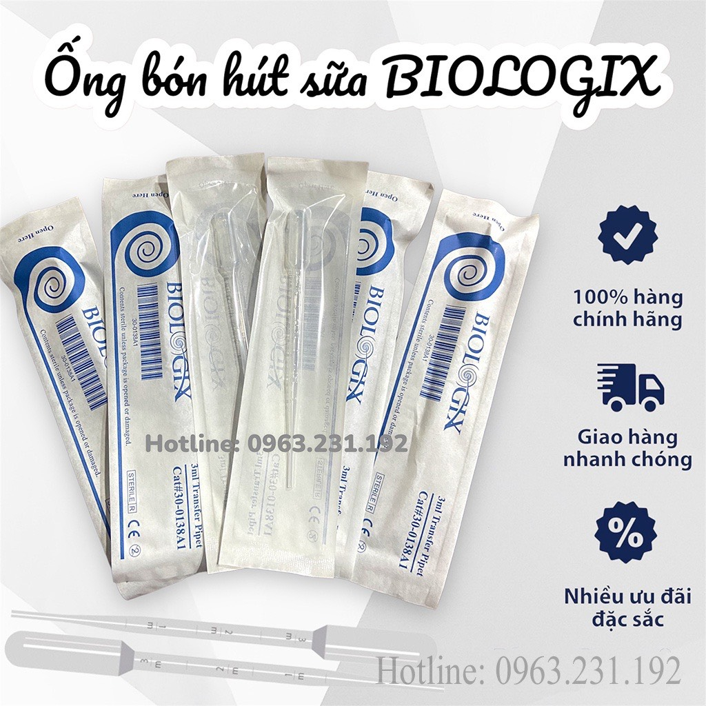 Ống Bón Hút Sữa BIOLOGIX 3ml Tiệt Trùng Từng Cái An Toàn Cho Bé Không Chịu Ti Bình.