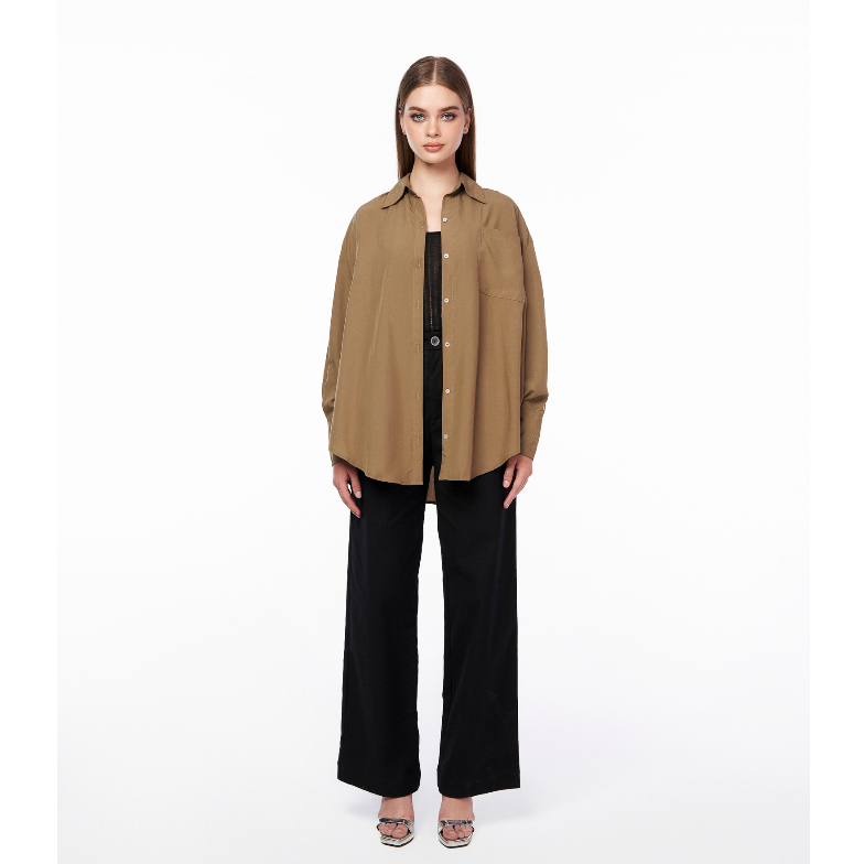 Áo sơ mi nữ tay dài vải kate mềm, là min - OLIVE OVERSIZED SHIRT