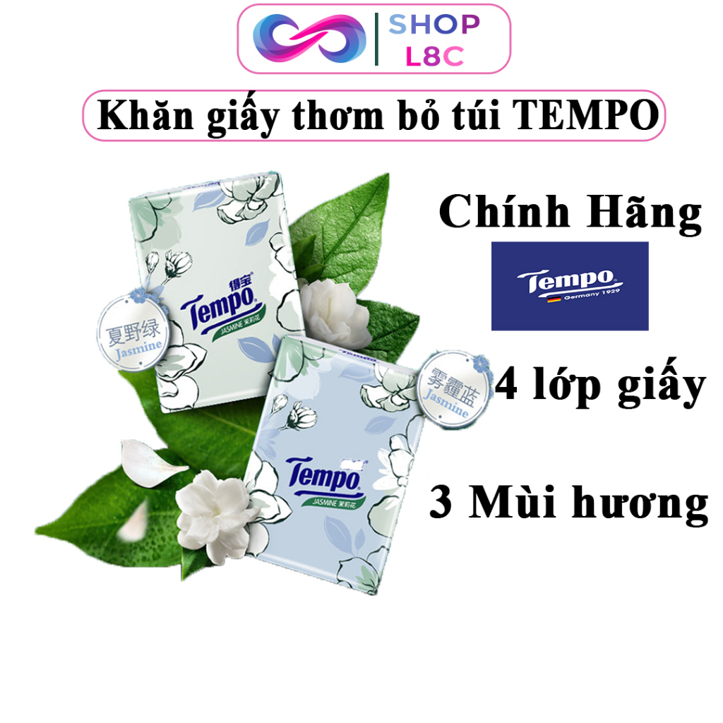 Khăn Giấy Bỏ Túi Mini Tempo 3 Hương Thơm 12 Gói - Khăn Giấy Cao Cấp Tempo Petit Hoa Lài/Gỗ Táo/Anh Đào