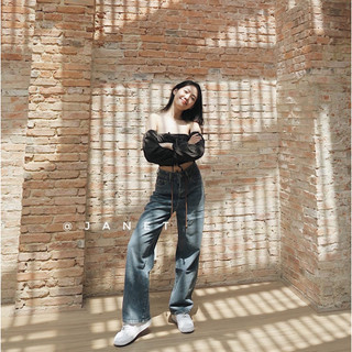 Quần jeans ống đứng dây nâu 9058 janetclothingjeans
