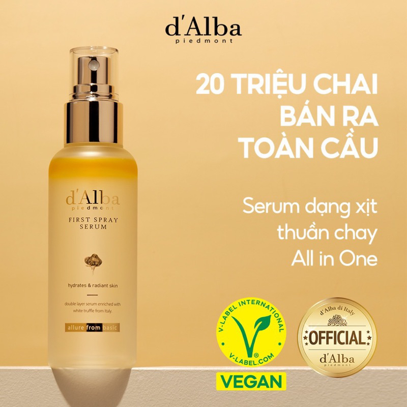 DAlba Serum dạng xịt khoáng căng bóng da White Truffle Serum 100ml