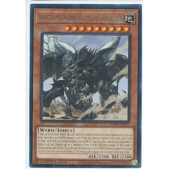 Thẻ bài Yu-Gi-Oh Tiếng Anh WISU-EN047 True King Lithosagym, the Disaster – Rare