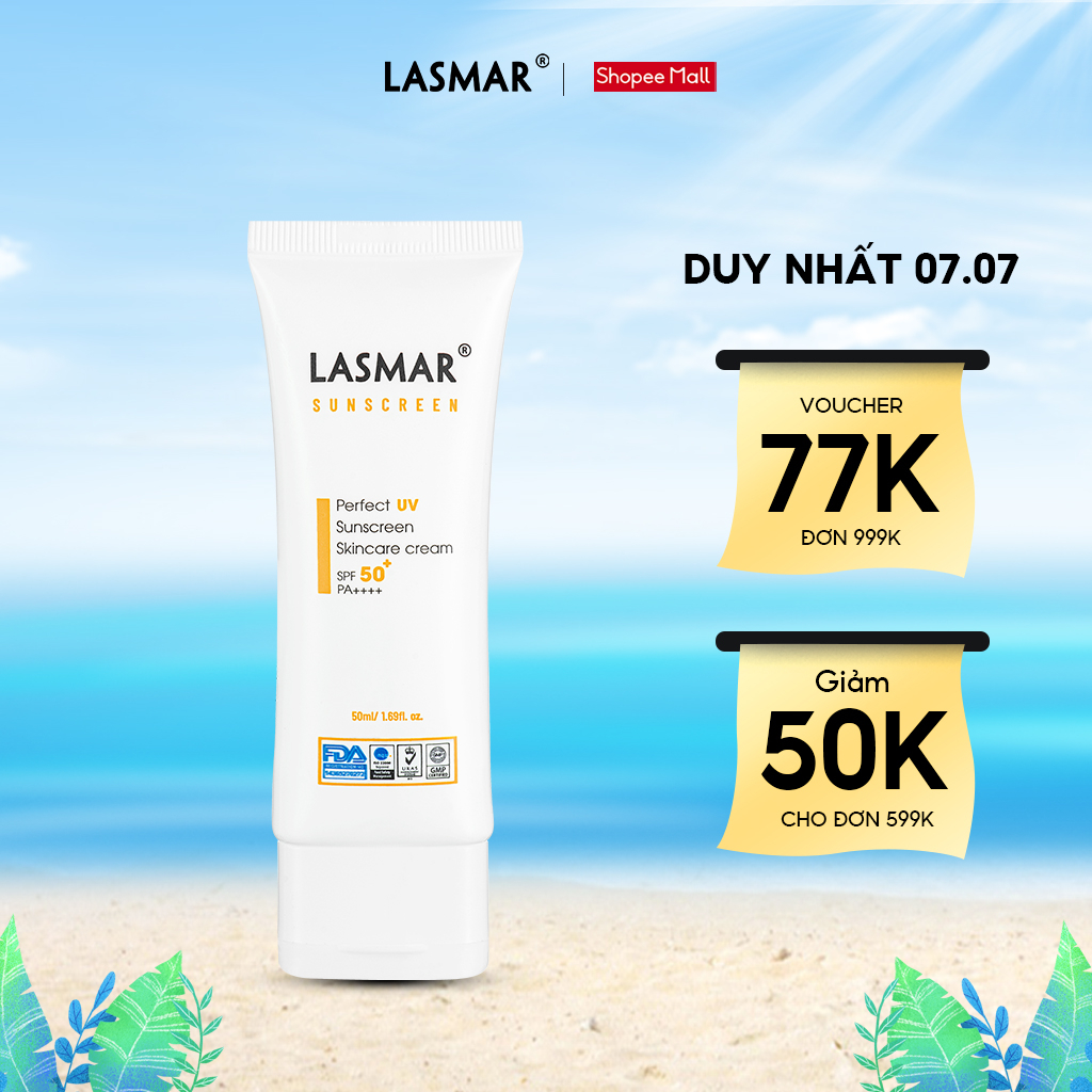 Kem chống nắng Lasmar bảo vệ da trước gia UVA UVB SPF 50+, tăng khả năng dưỡng sáng, làm mờ thâm nám, tàn nhang