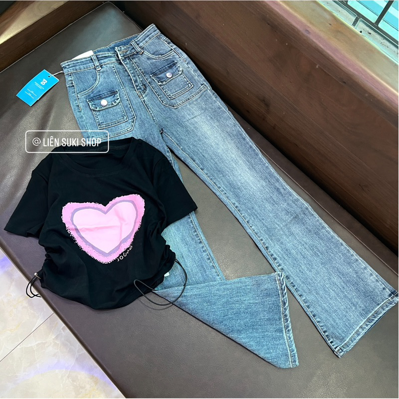 Quần jean loe dài 98cm túi kiểu