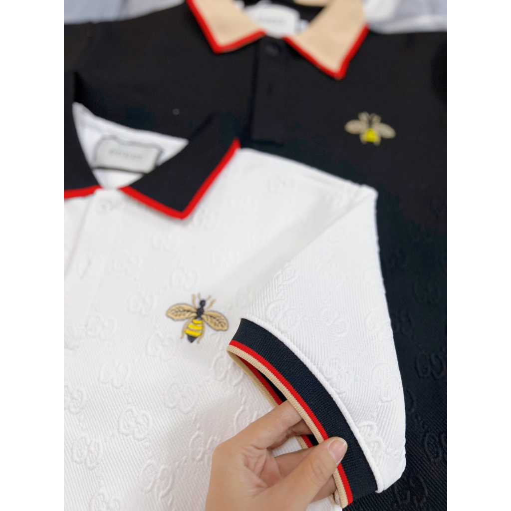 Áo thun nam có cổ dập nổi đẹp tay ngắn thêu logo họa tiết 2 màu mẫu mới- AHFASHION