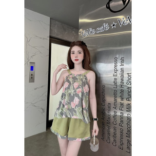 Bộ mặc nhà lụa cổ yếm quần đùi cao cấp