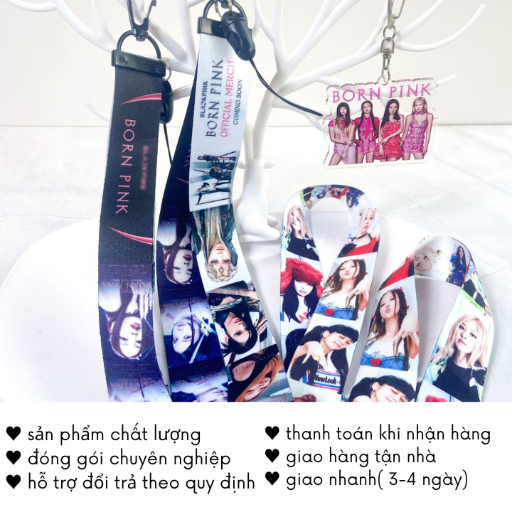 Dây Đeo Bảng Tên Thẻ Ngang Học Sinh Viên Black P Đen Hồng Thần Tượng Born Pink Timo VPK48