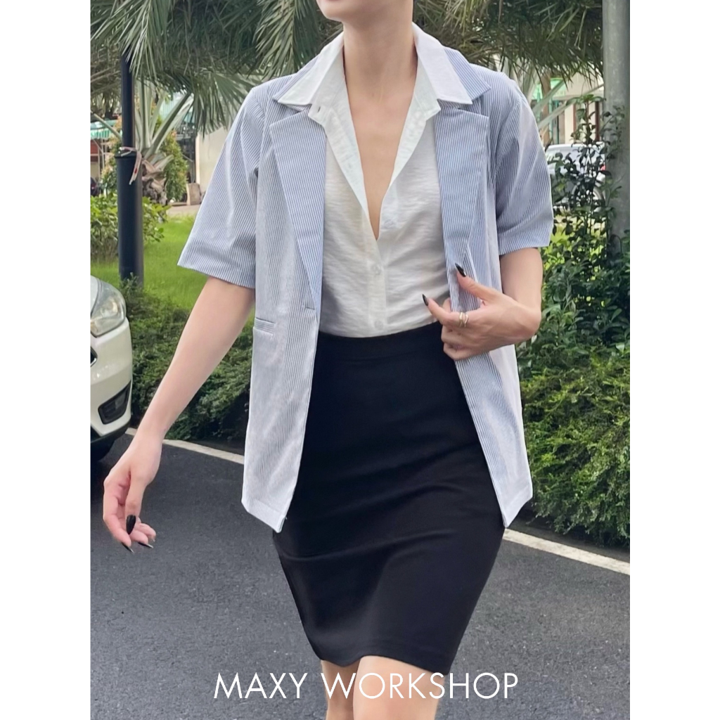 Chân váy dài ngang gối công sở basic skirt Maxy Workshop