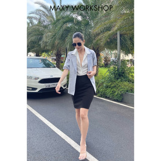 Chân váy dài ngang gối công sở basic skirt Maxy Workshop