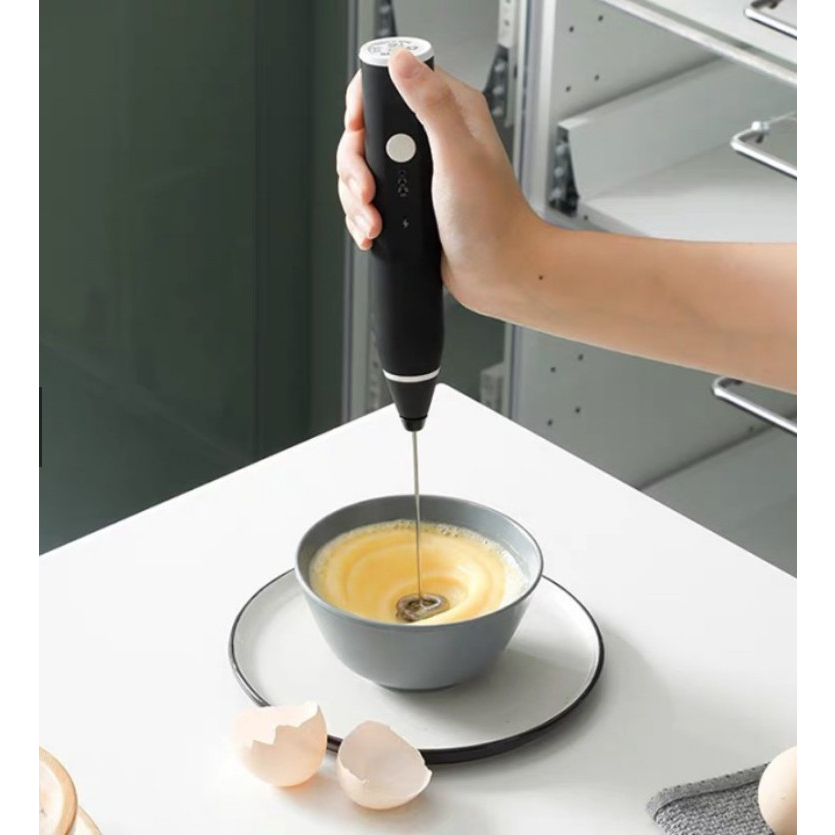 Máy Đánh Trứng, Đánh Sữa Và Tạo Bọt Cafe Di Động Cầm Tay 3 Tốc Độ Sử Dụng Sạc Cao Cấp