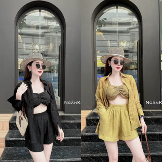 Set bộ đi biển nữ phong cách 3 món thời trang siêu xinh