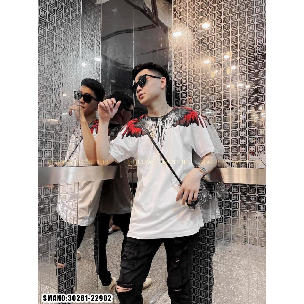 Áo Phông burlon full mẫu Nam Nữ In Họa Tiết Cánh Công Quanh Cổ Chất Liệu Cotton Thấm Hút Mô Hôi 2023