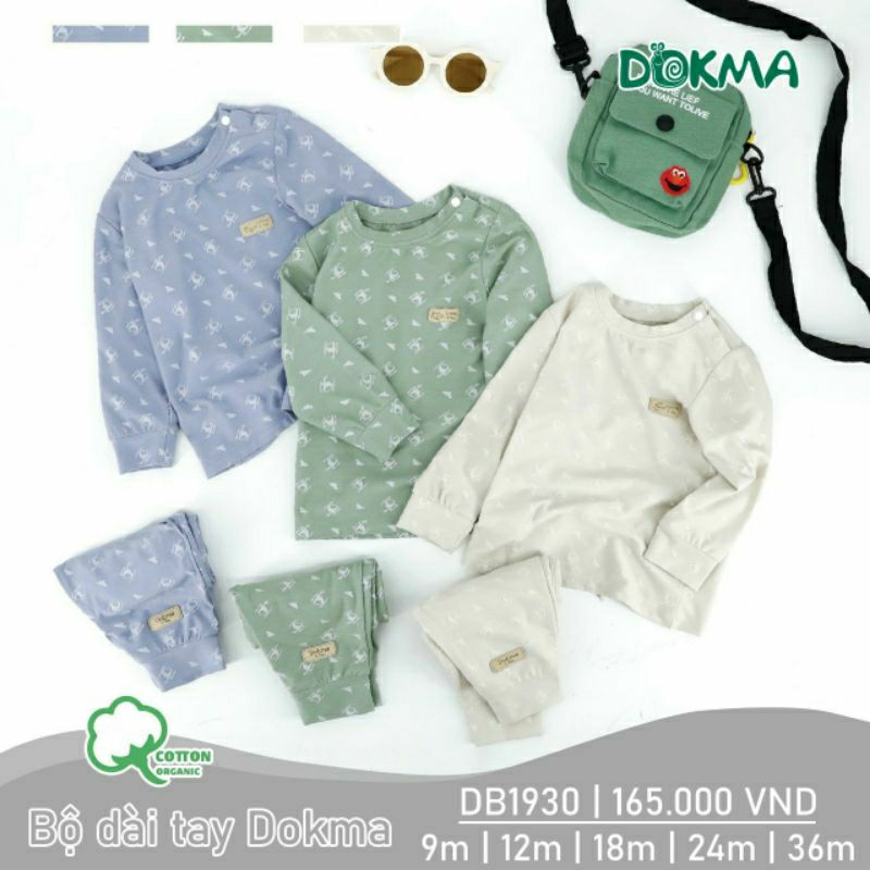 Bộ dài tay cài vai bé trai Dokma 9-36M DB1930, DB1874