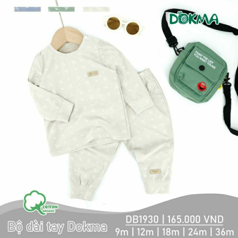 Bộ dài tay cài vai bé trai Dokma 9-36M DB1930, DB1874