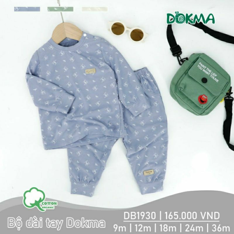 Bộ dài tay cài vai bé trai Dokma 9-36M DB1930, DB1874