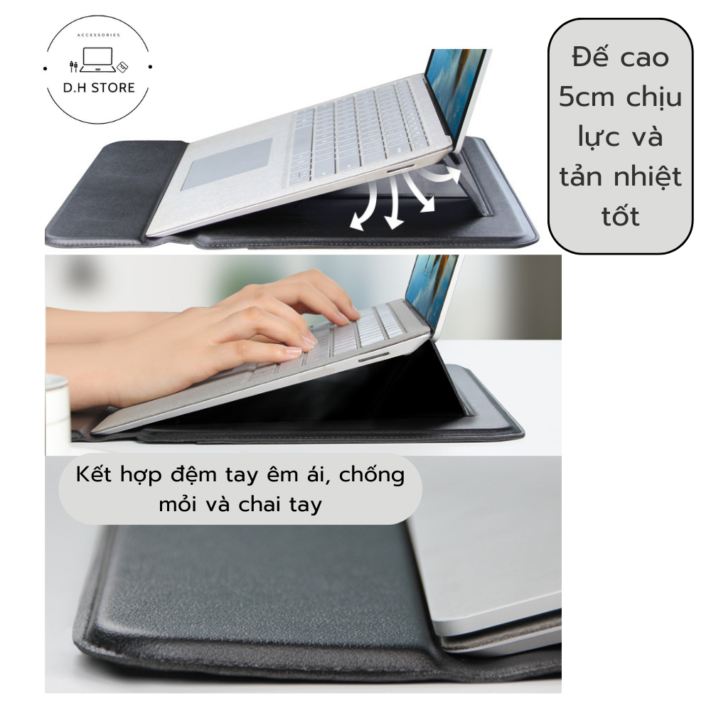 Túi đựng Macbook, Bao da Macbook, túi đựng Laptop Air/Pro 13.3/ 14 /15.4 inch kết hợp làm Giá Đỡ và Lót Chuột