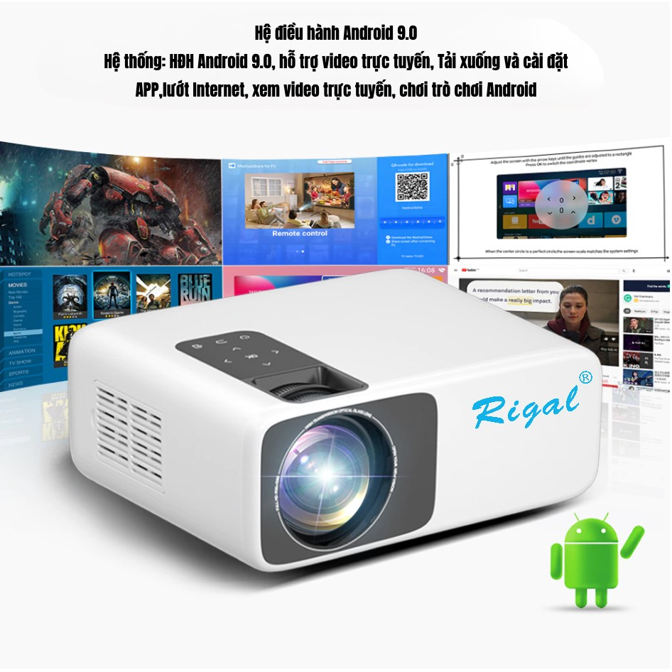 Máy chiếu Rigal A7 max - Fullhd 1080P Chuẩn - Hàng chính hãng - BH 12 tháng