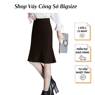 Chân váy đuôi cá công sở dáng midi dài qua gối vải kaki thun co giãn thoáng mát