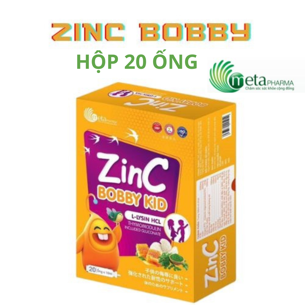 Kẽm Zinc cho bé, Zinc bobby kid (META) bổ sung Kẽm, Lysine, DHA, giúp cải thiện biếng ăn & tăng sức đề kháng cho trẻ