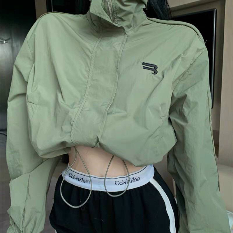 Áo khoác dù dáng lửng SIÊU CẤP thêu chữ E ulzzang hot chất dù 2 lớp dày dặn