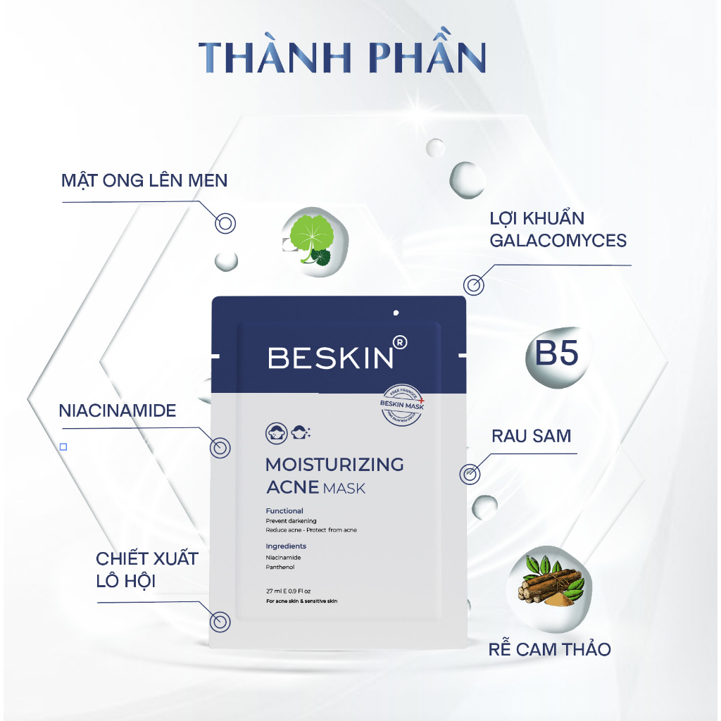 MẶT NẠ CHO DA DẦU MỤN BESKIN - Set 5 miếng, 10 miếng