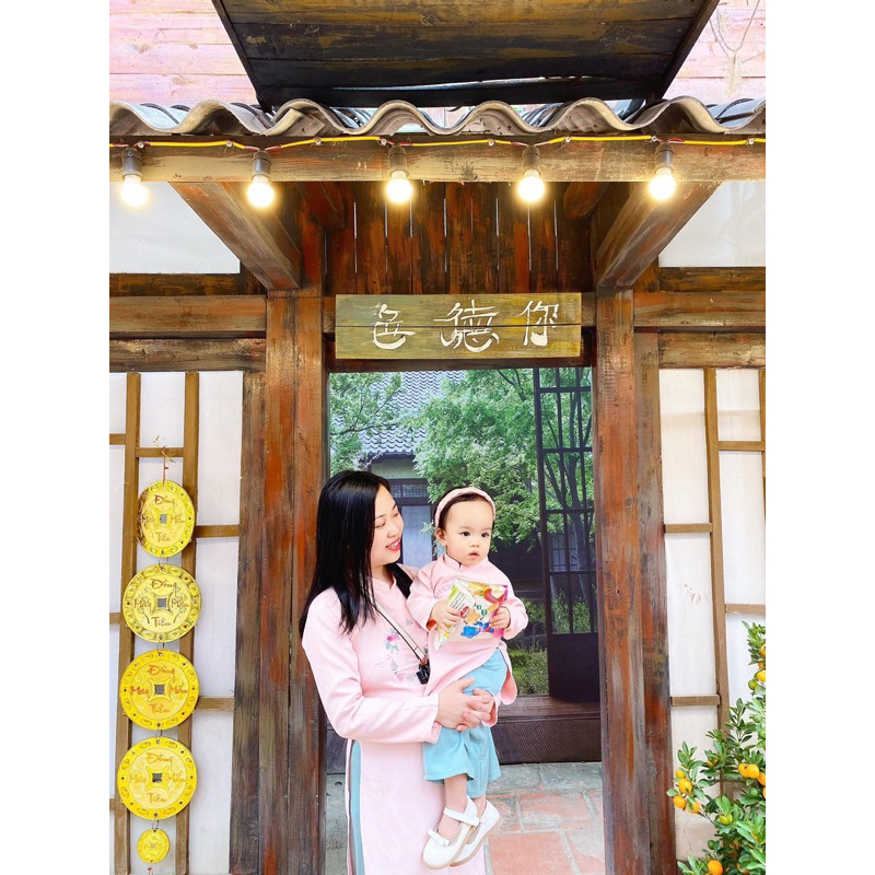 Áo dài thêu cho bé gái, bé trai xinh xắn dễ thương, áo dài cho mẹ và bé