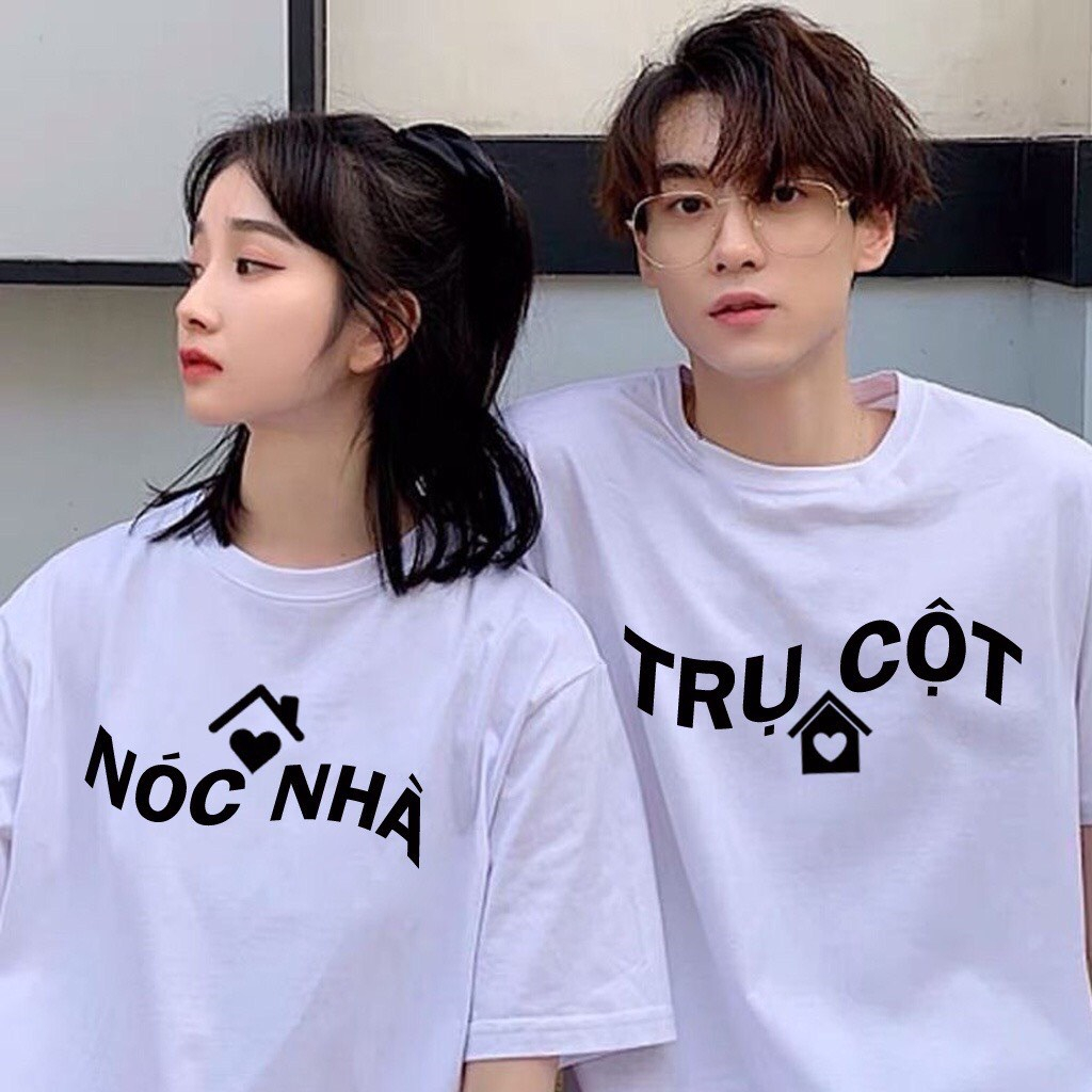 Áo đôi TRỤ CỘT - NÓC NHÀ chữ ngã, áo phông cặp đôi nam nữ unisex