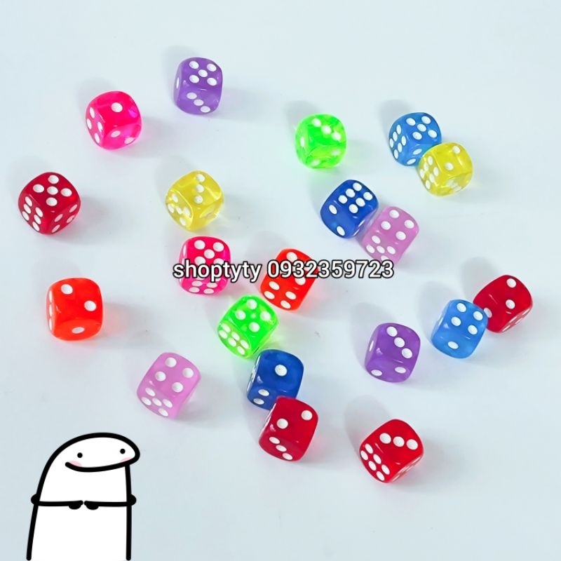 Viên Xúc Xắc Xí Ngầu Trong Suốt 14mm Lắc Là Lớn Mại Vô
