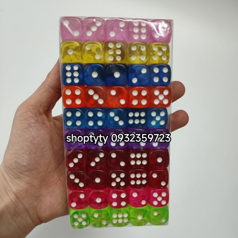 Viên Xúc Xắc Xí Ngầu Trong Suốt 14mm Lắc Là Lớn Mại Vô