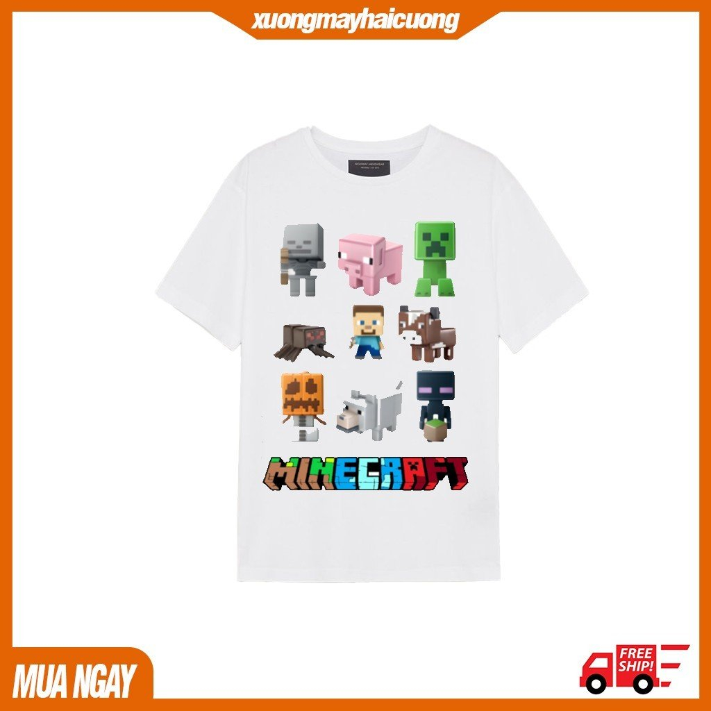 BST Áo Thun MINECRAFT Lego mô hình xây nhà đủ size cho bé trai bé gái