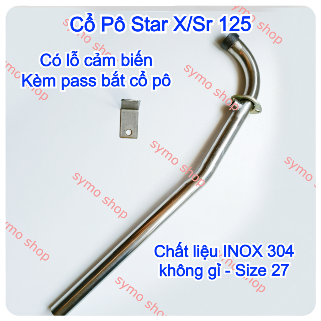Cổ pô xe SYM Star X/Sr 125, INOX 304 không gỉ Size 27mm