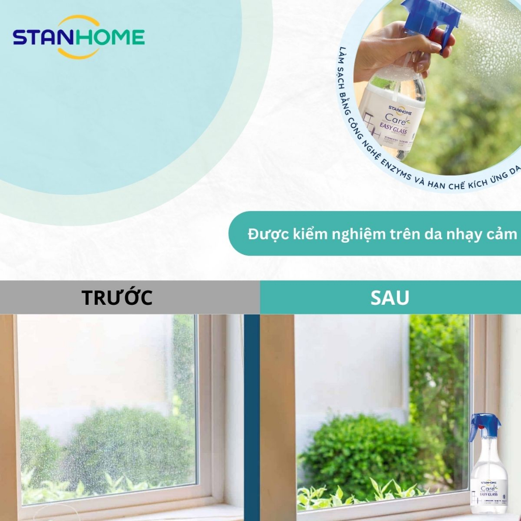 Nước Lau Kính Hữu Cơ STANHOME Easy Glass Care Tẩy Ố Kính Ô Tô Không Để Lại Vệt An Toàn Da Nhạy Cảm 500ML