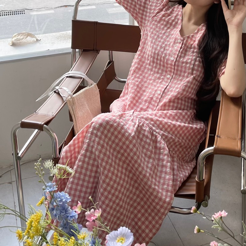 VÁY KẺ HỒNG DÁNG XUÔNG DÀI ĐUÔI CÁ, VÁY BẦU DÁNG DÀI