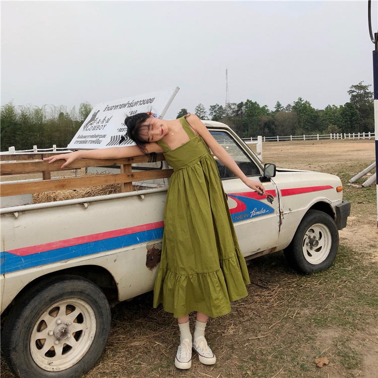 Váy maxi thô dáng babydoll suông dài nơ lưng cực xinh - MS230