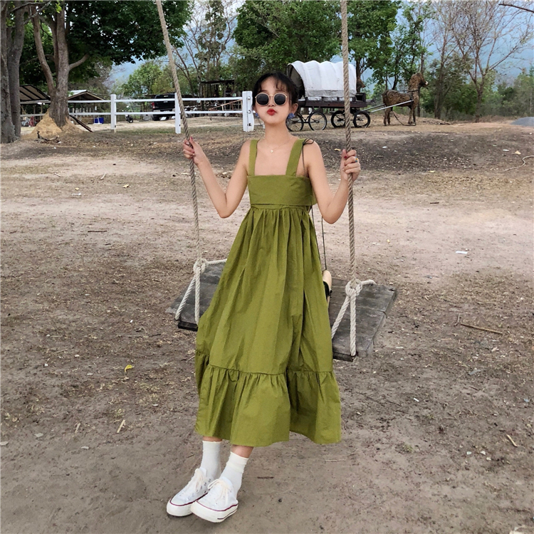 Váy maxi thô dáng babydoll suông dài nơ lưng cực xinh - MS230