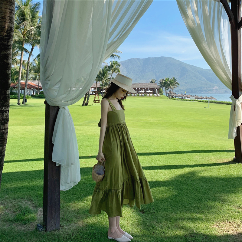 Váy maxi thô dáng babydoll suông dài nơ lưng cực xinh - MS230